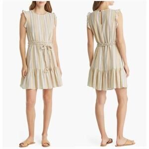 Marine‎ Layer Laney Stripe Tiered Cotton Mini Dress in Beachy Stripe in Size XS